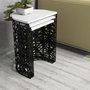 Hanah Home Juego de Mesas Nido Stil Metal Ferforje - Blanco y Negro